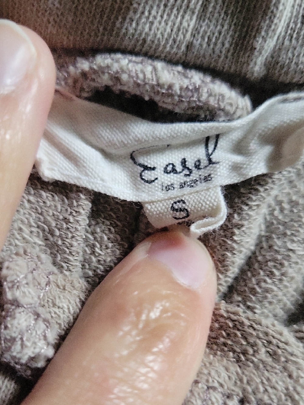 Easel Taupe Terry Knit Jogger Pants - Picture 3 of 5